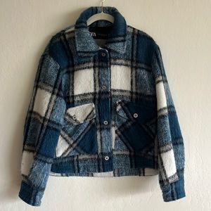 Zara Cropped Plaid Jacket